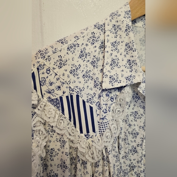 Vintage Blue & White Patchwork Set - includes blouse and skirt - Picture 9 of 13